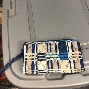 Large wristlet quilted , striped wallet